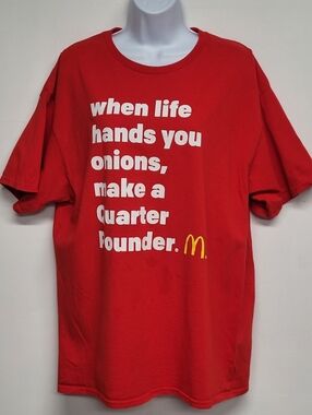 Delta Pro Weight Vintage Funny Graphic Tee McDonalds Red XL 100% Cotton